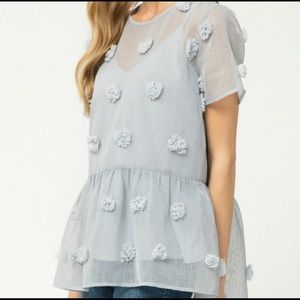 Sheer Pom Pom Blouse by Entro